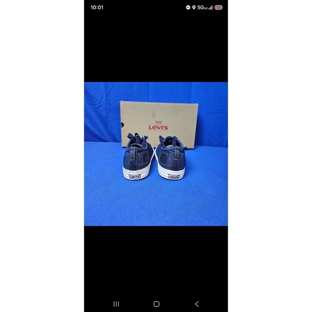 Levis Mens Denim Low Top Sneakers Navy Blue Lace Up Shoes 51921109U Size 9.5 - Picture 3 of 6